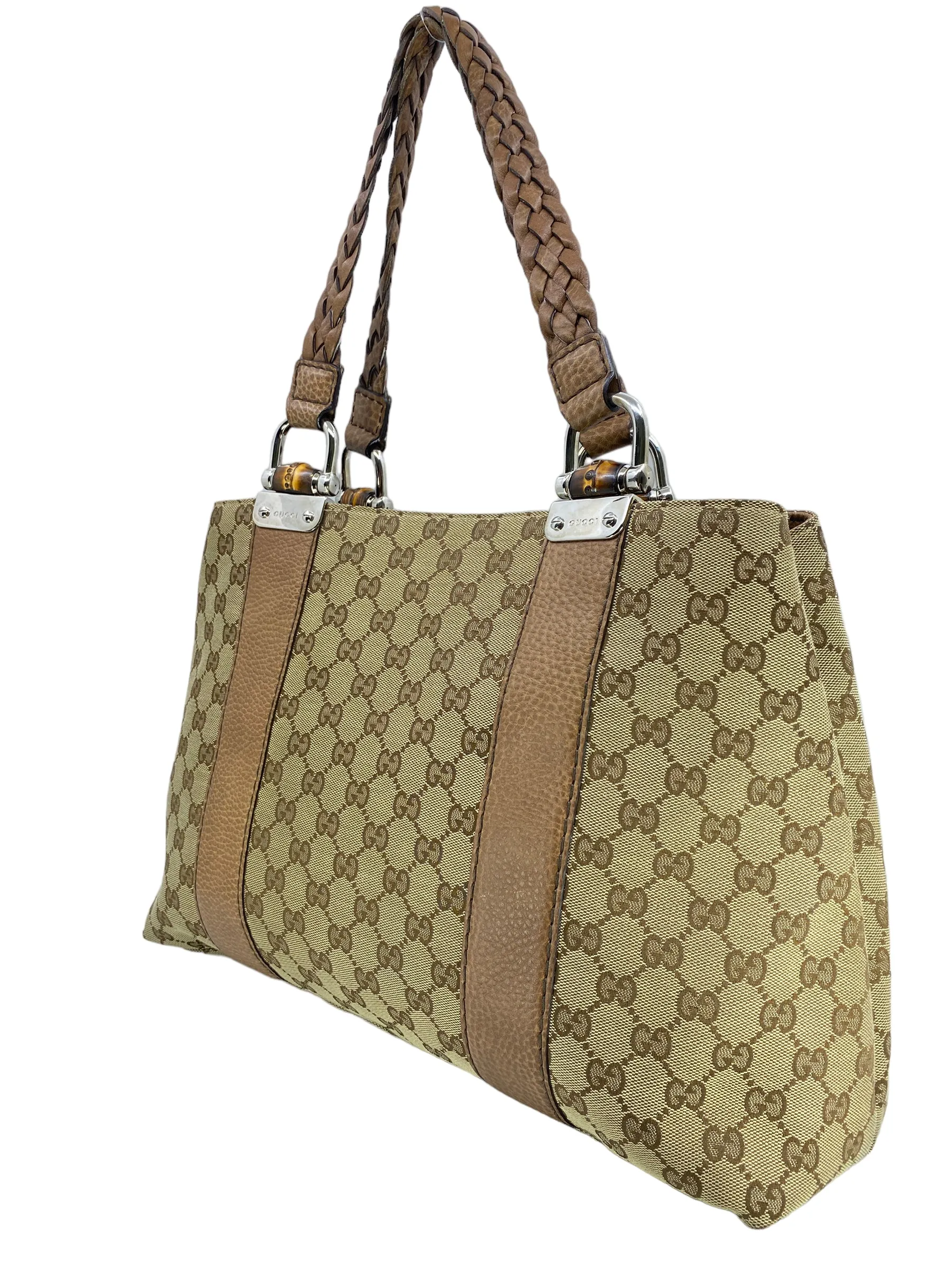 Gucci Bamboo Bar GG Canvas Tote