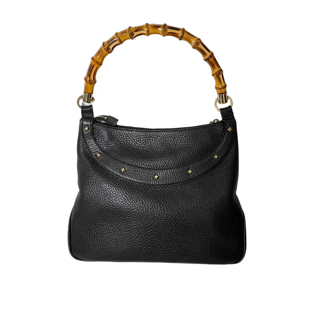 Gucci Black Pebbled Leather Bamboo Top Handle Bag | Gently Used |