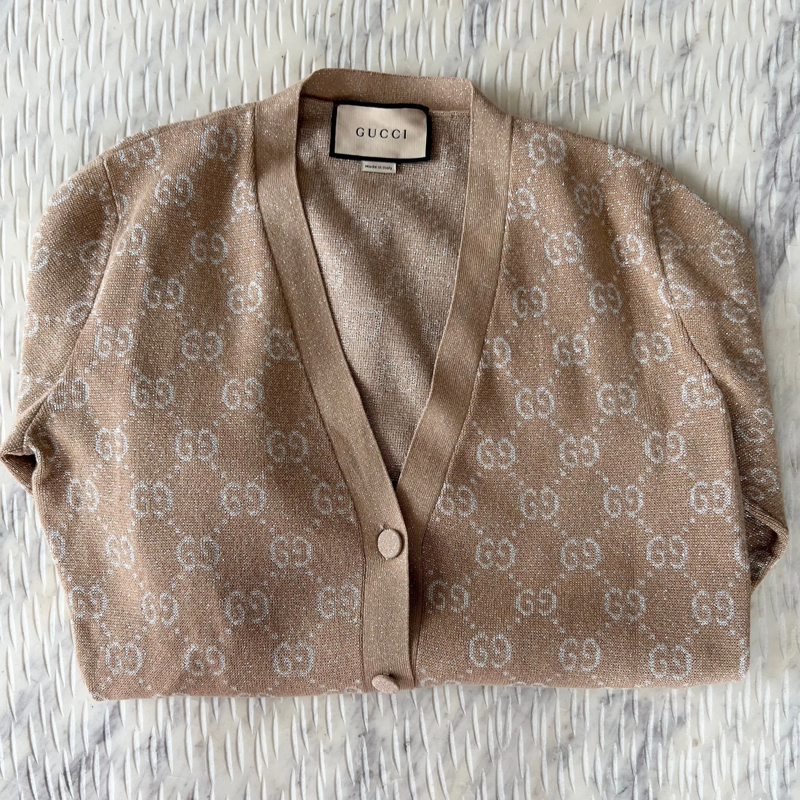 GUCCI LAM GG JACQUARD CARDIGAN