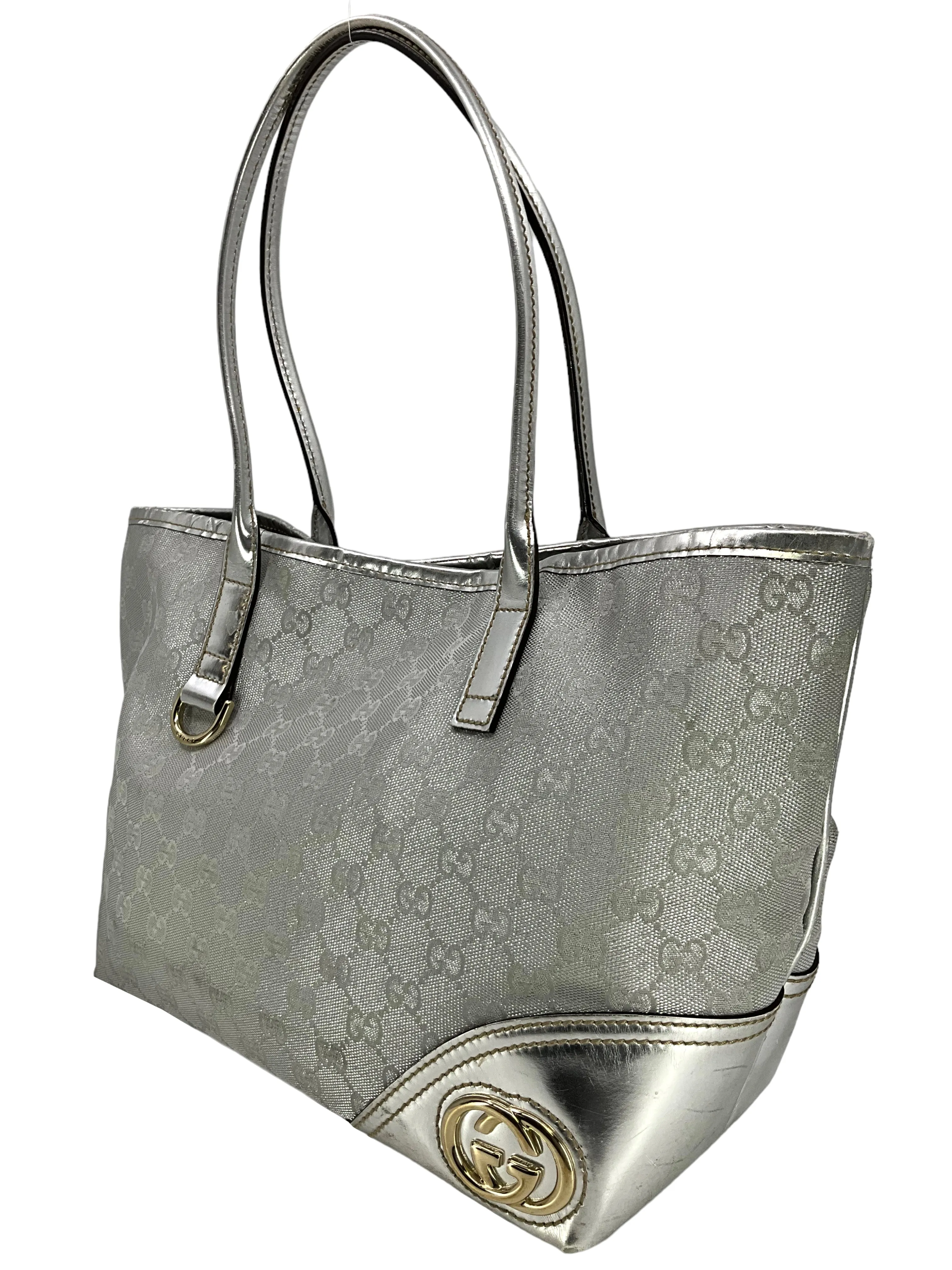 Gucci Metallic GG Monogram Canvas Britt Tote Bag