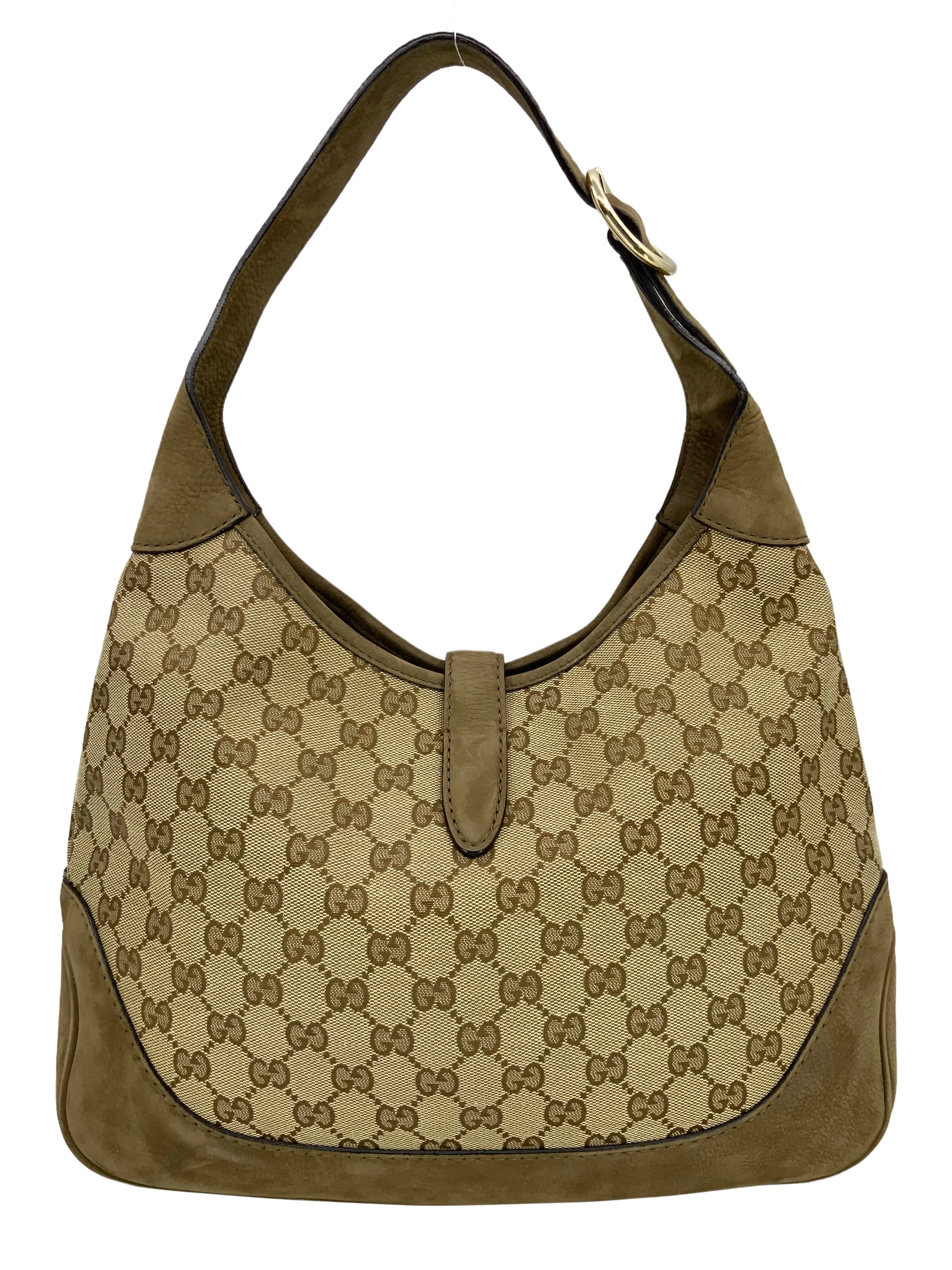 Gucci Monogram Canvas and Suede Medium Jackie O Hobo Bag