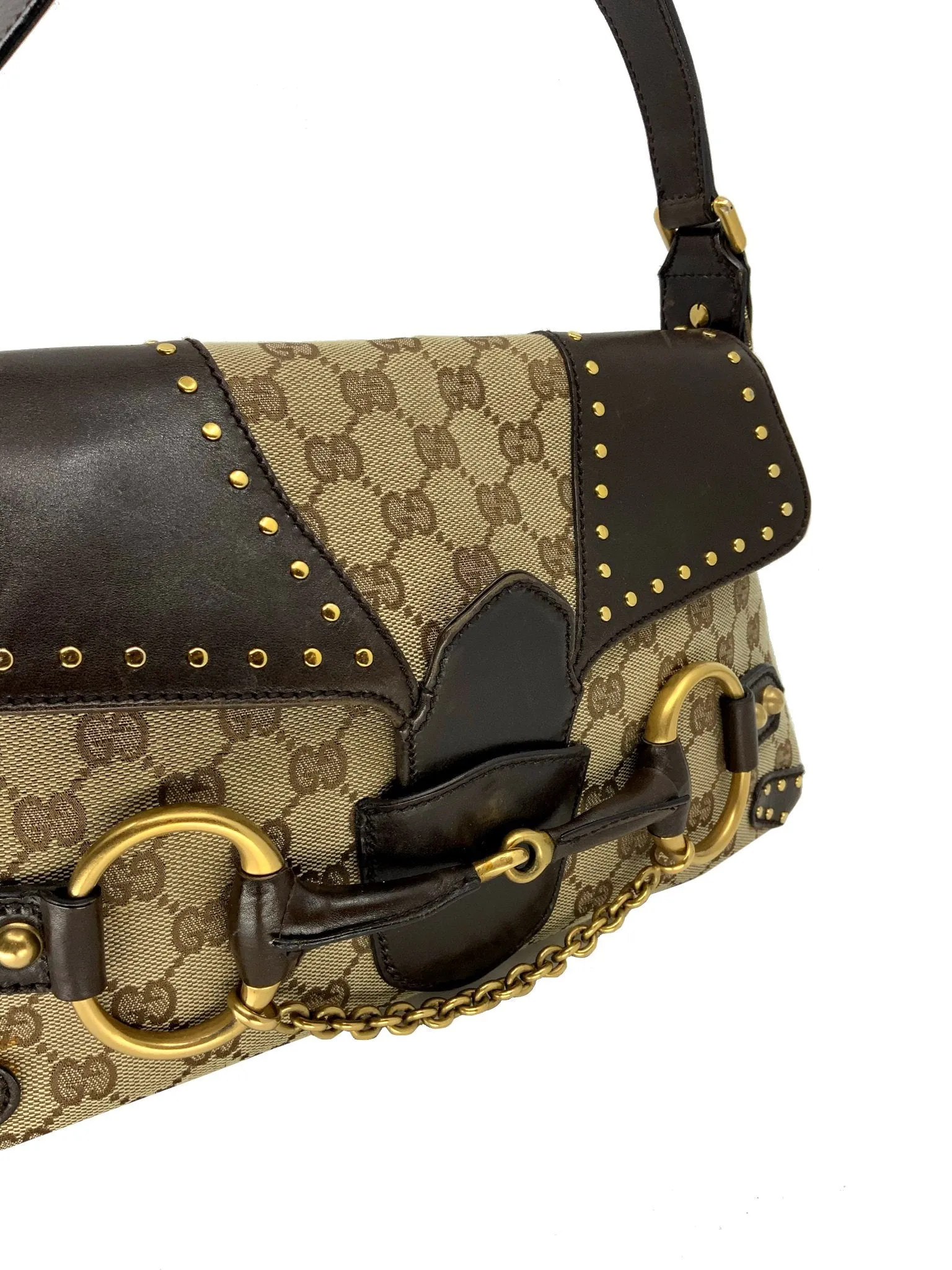 Gucci Monogram Horsebit Flap Bag