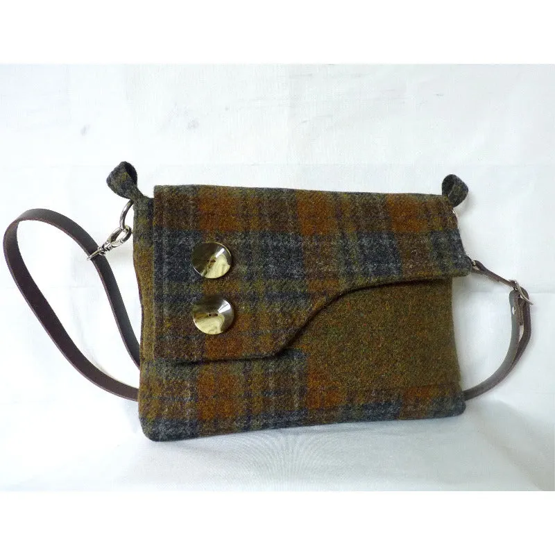 Harris Tweed Bag - Brancaster Shoulder Bag - Green, Brown & Grey