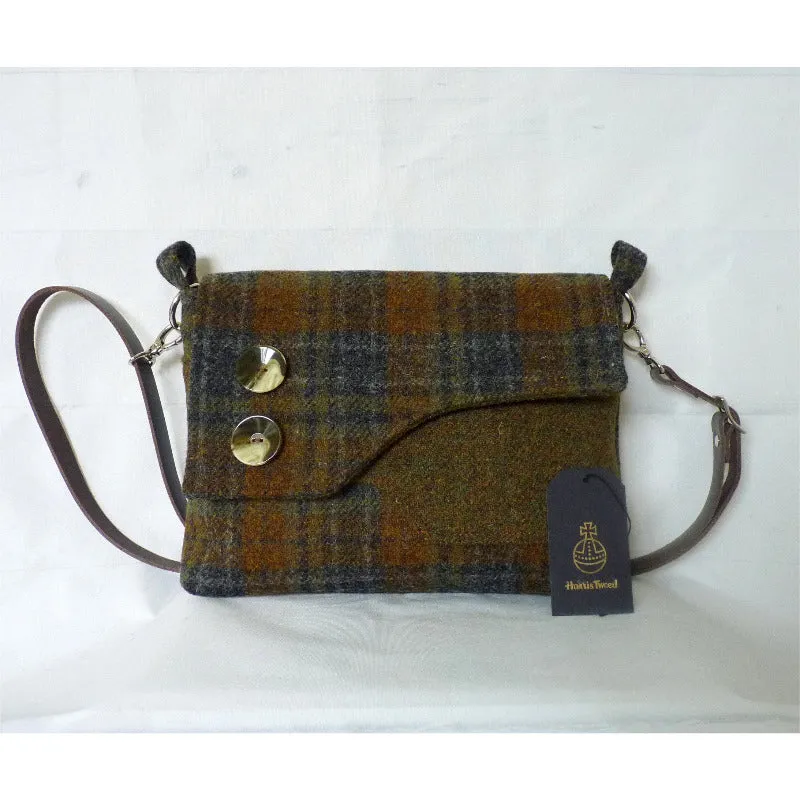 Harris Tweed Bag - Brancaster Shoulder Bag - Green, Brown & Grey