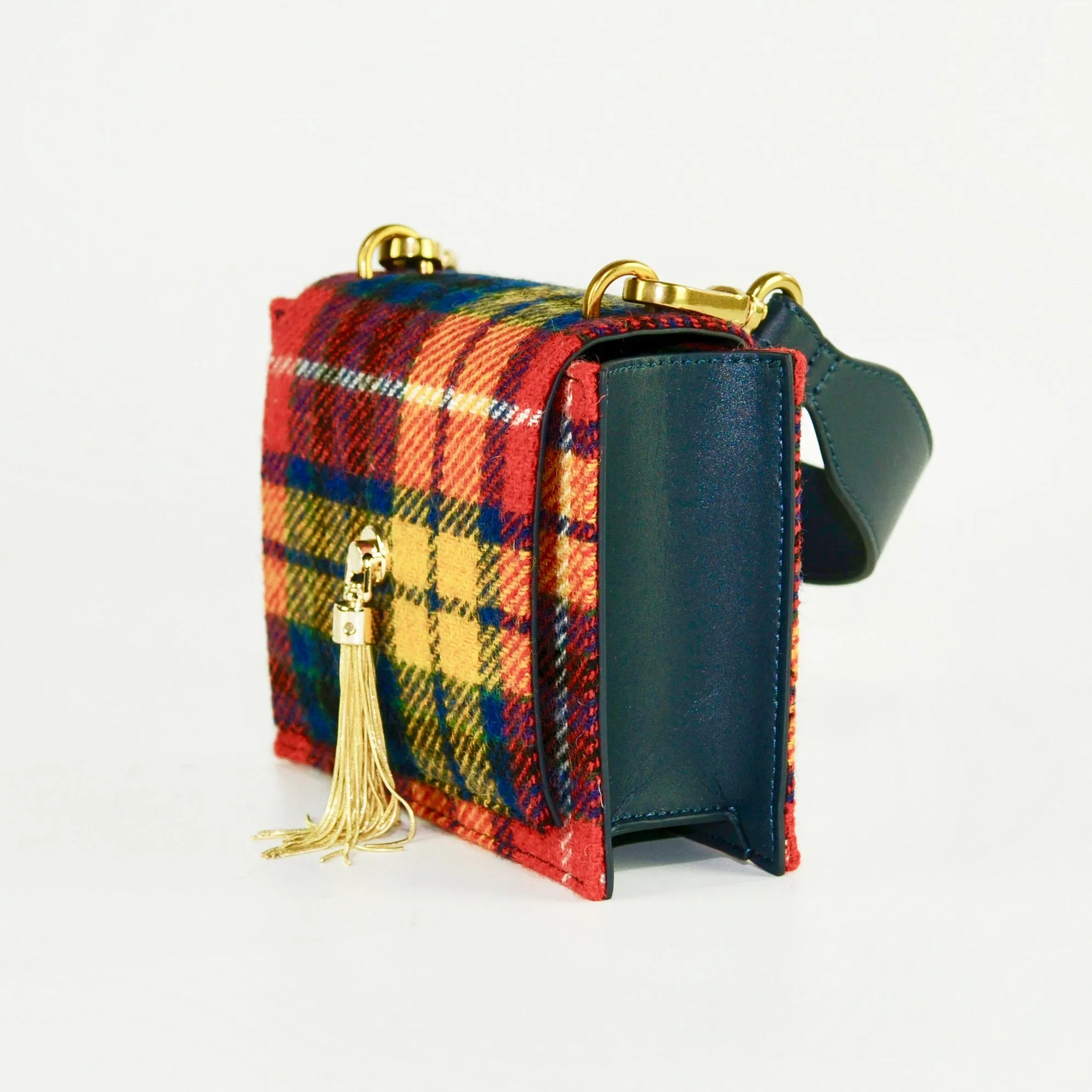 Harris Tweed Wool Tassel Clasp Bag,Scottish Handcrafted Bag-i7bags