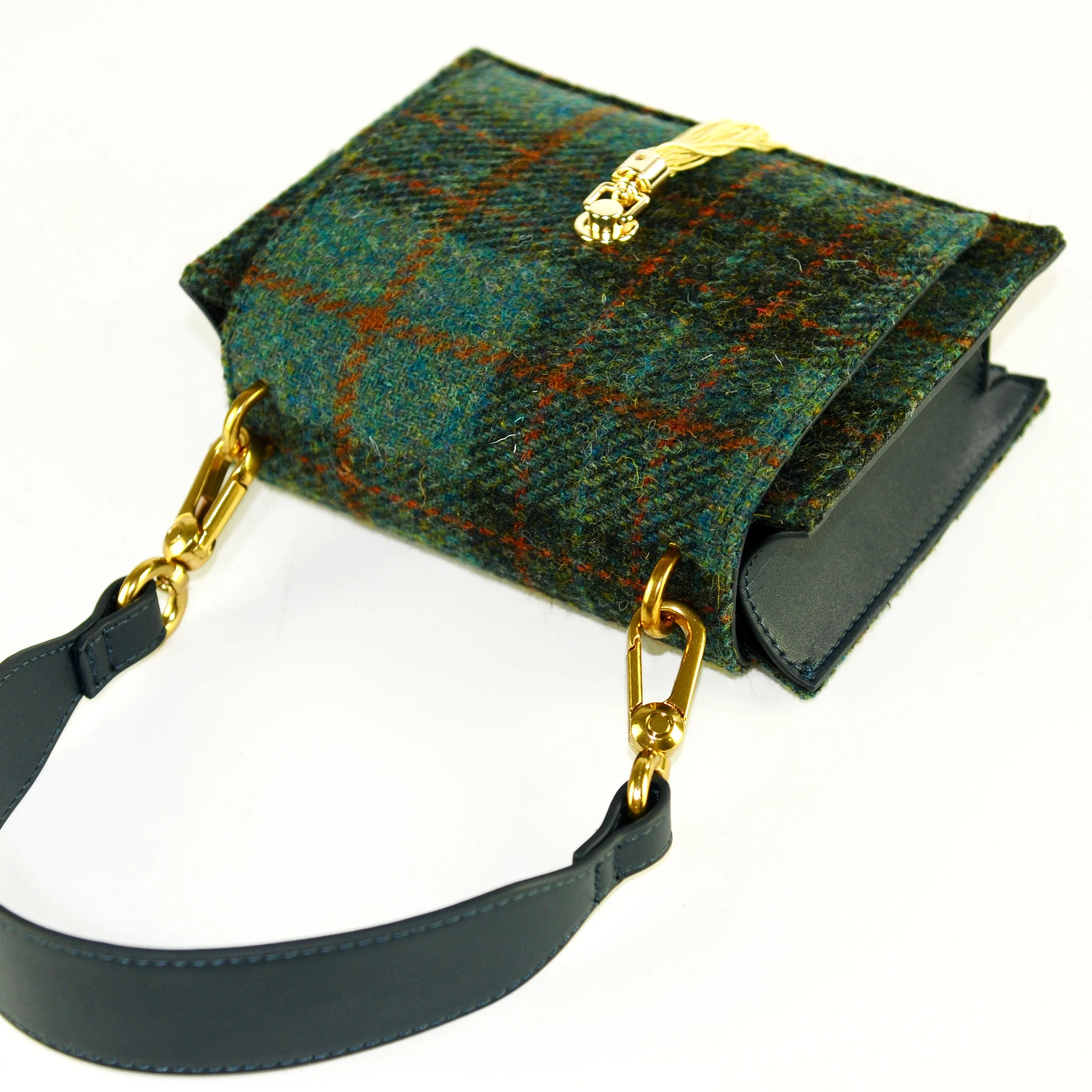 Harris Tweed Wool Tassel Clasp Bag,Scottish Handcrafted Bag-i7bags