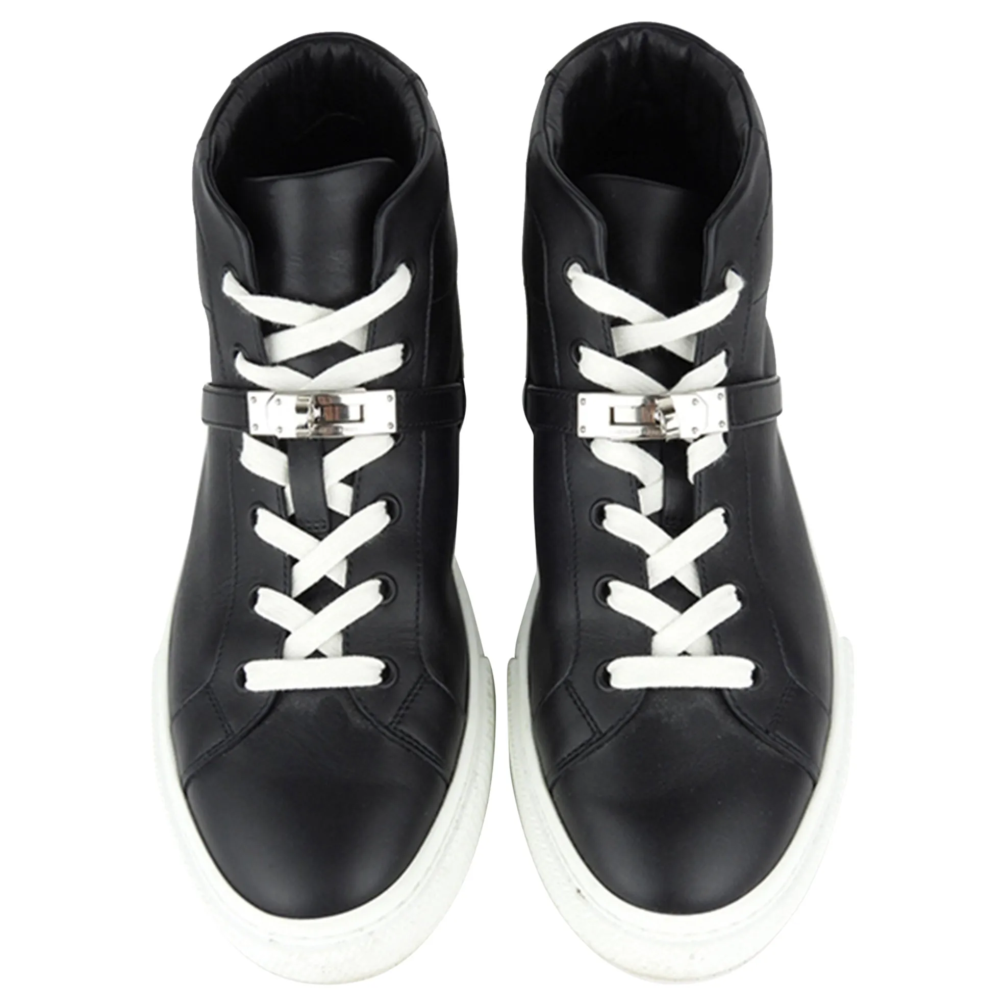 Hermes Black Calfskin Leather High Top Women's Daydream Sneakers - 40 FR | 39 IT