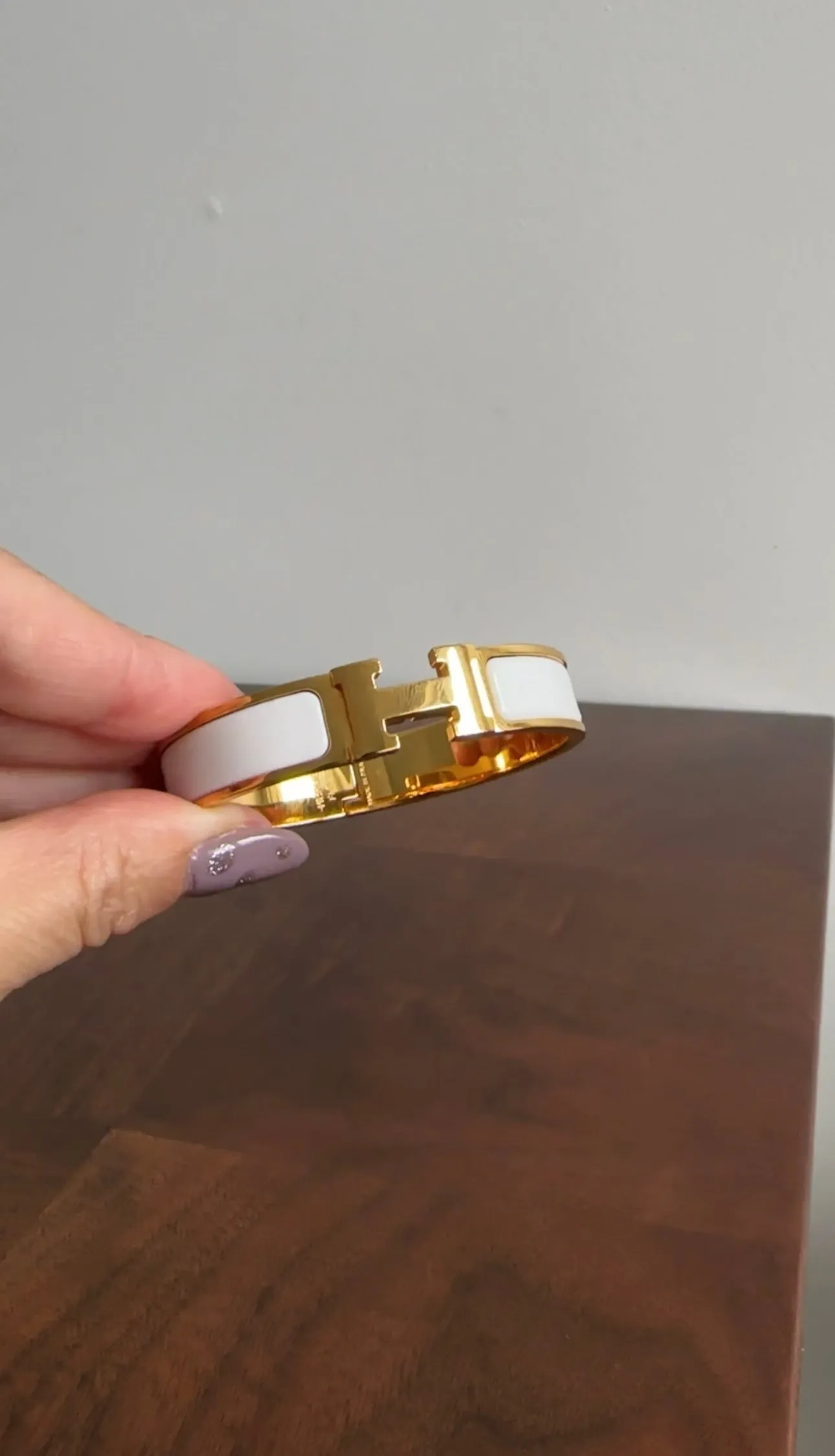 Hermes Clic H Goldtone White Enamel Bracelet - PM