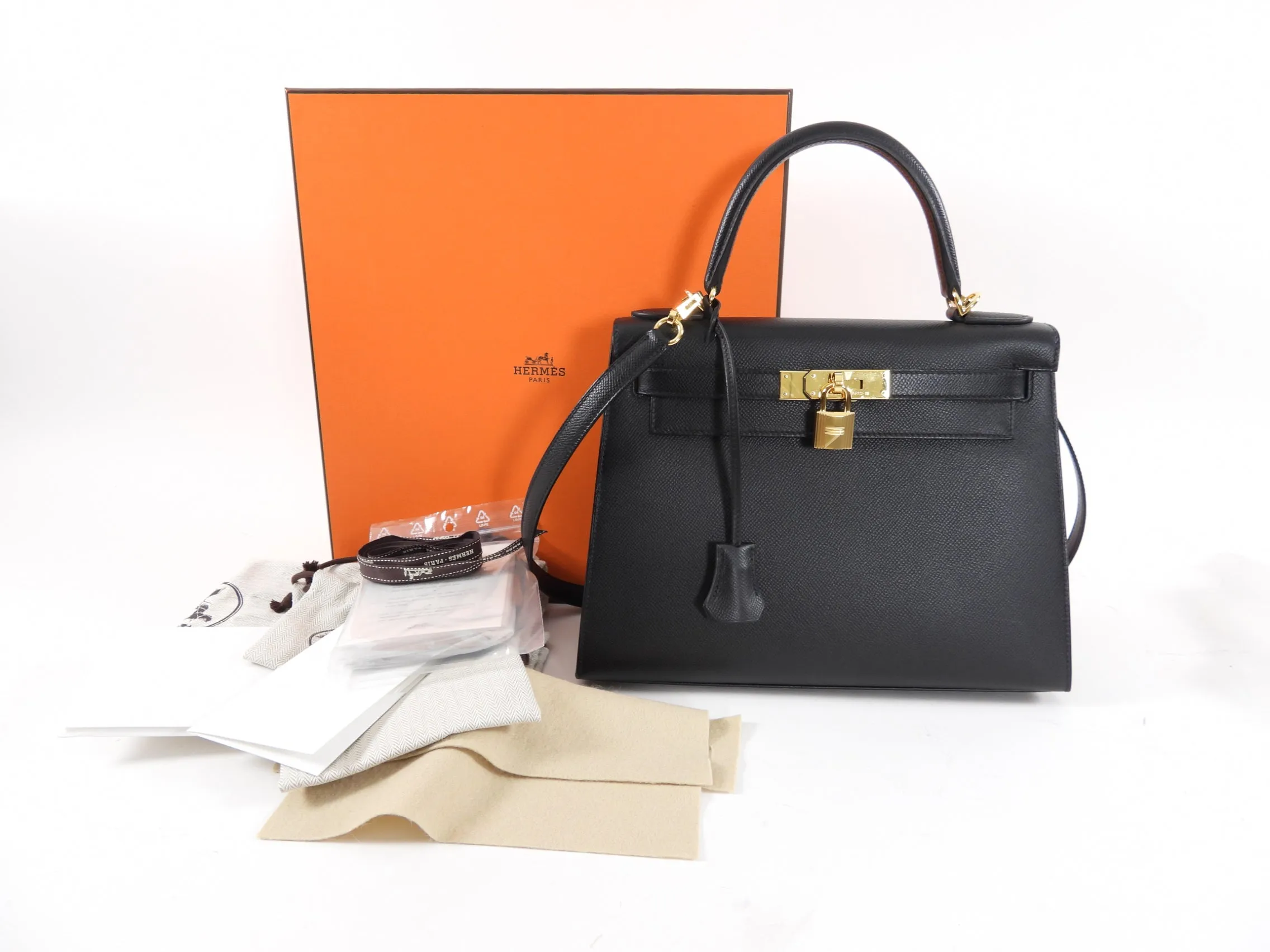 Hermes Kelly II Sellier Black Epsom GHW 28cm Bag