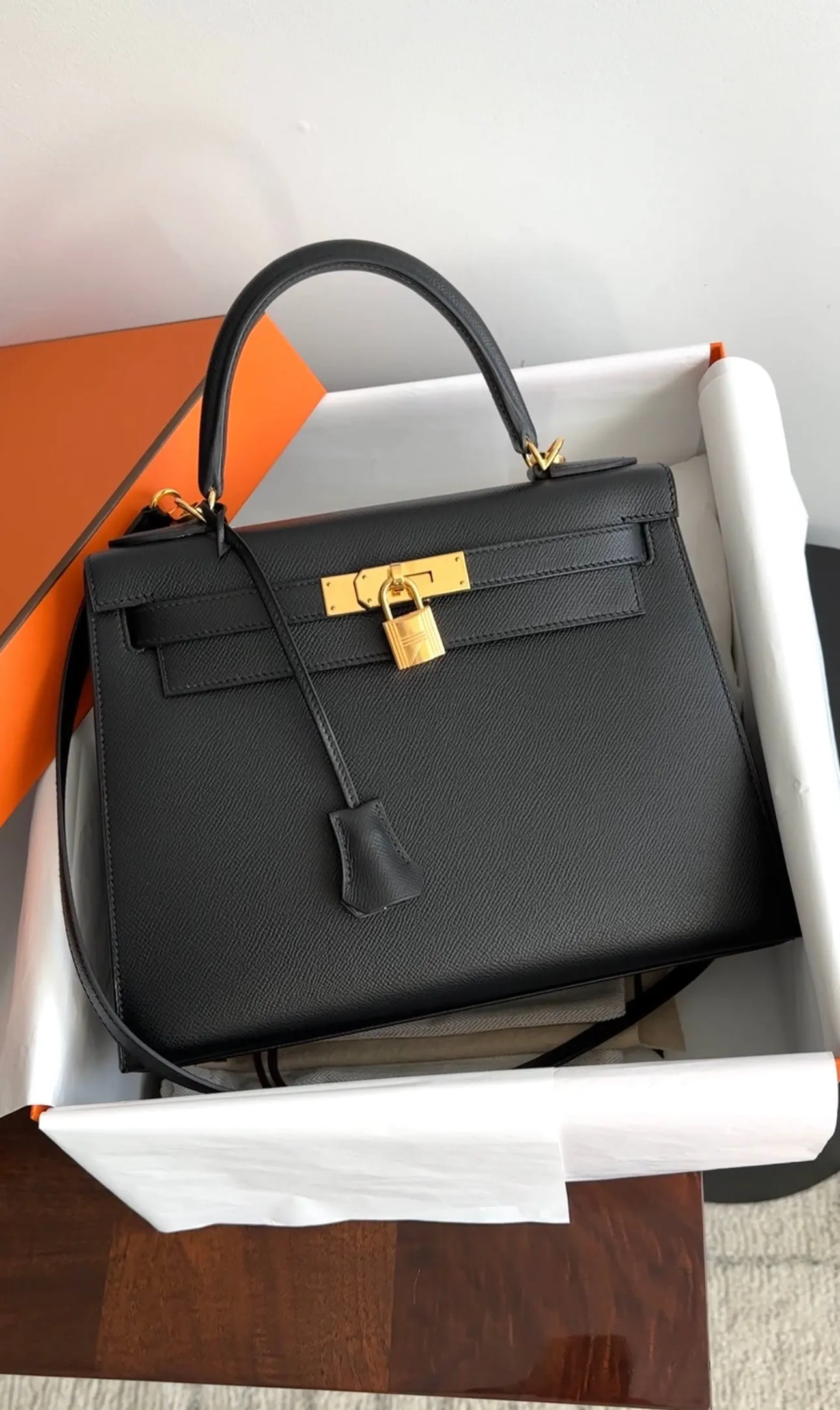 Hermes Kelly II Sellier Black Epsom GHW 28cm Bag