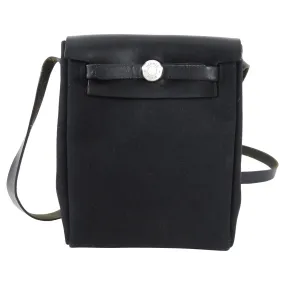 Hermes Mini Herbag Crossbody Bag Toile Natural and Black Canvas