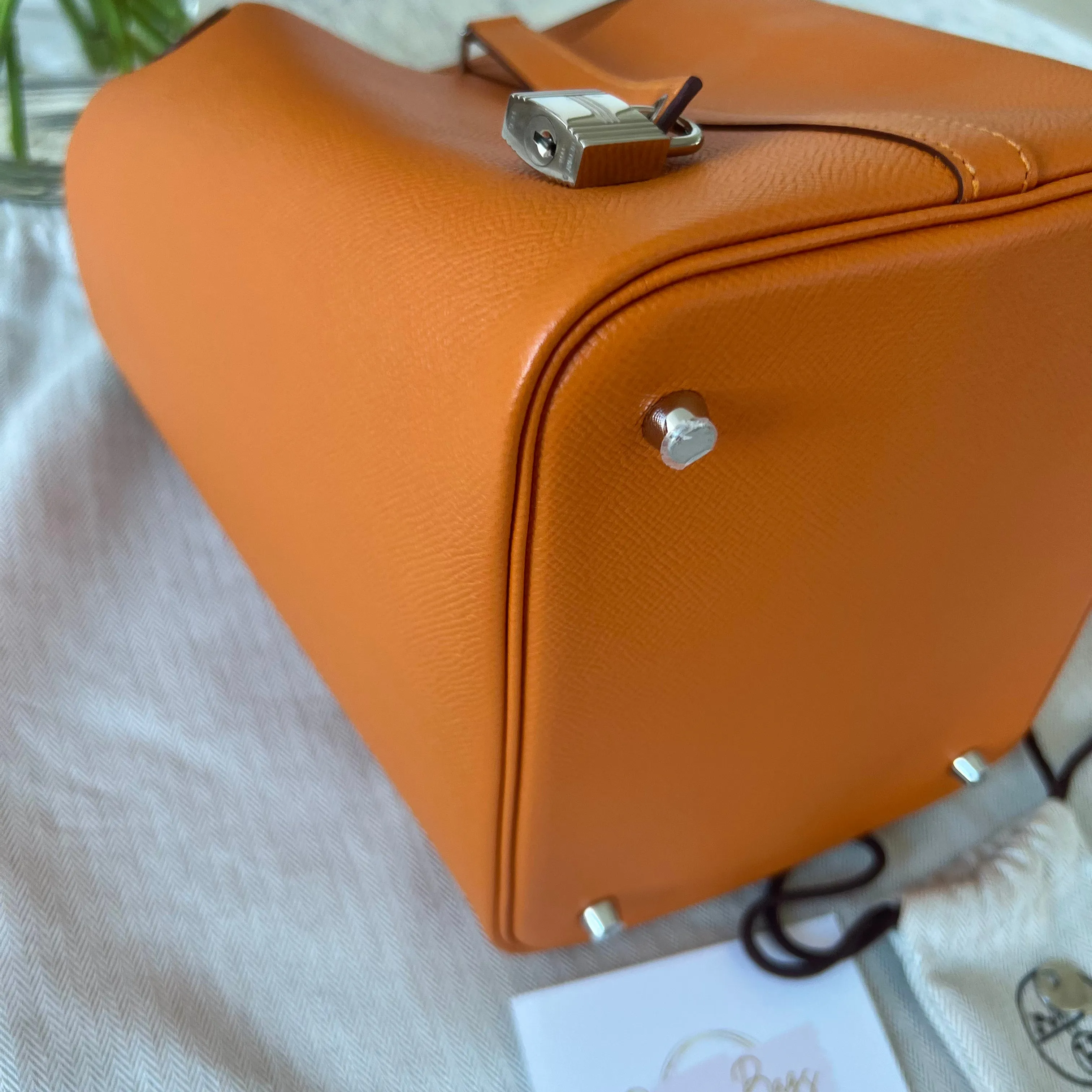 HERMES Orange Epsom Leather Tressage De Cuir Picotin Lock 22 Bag