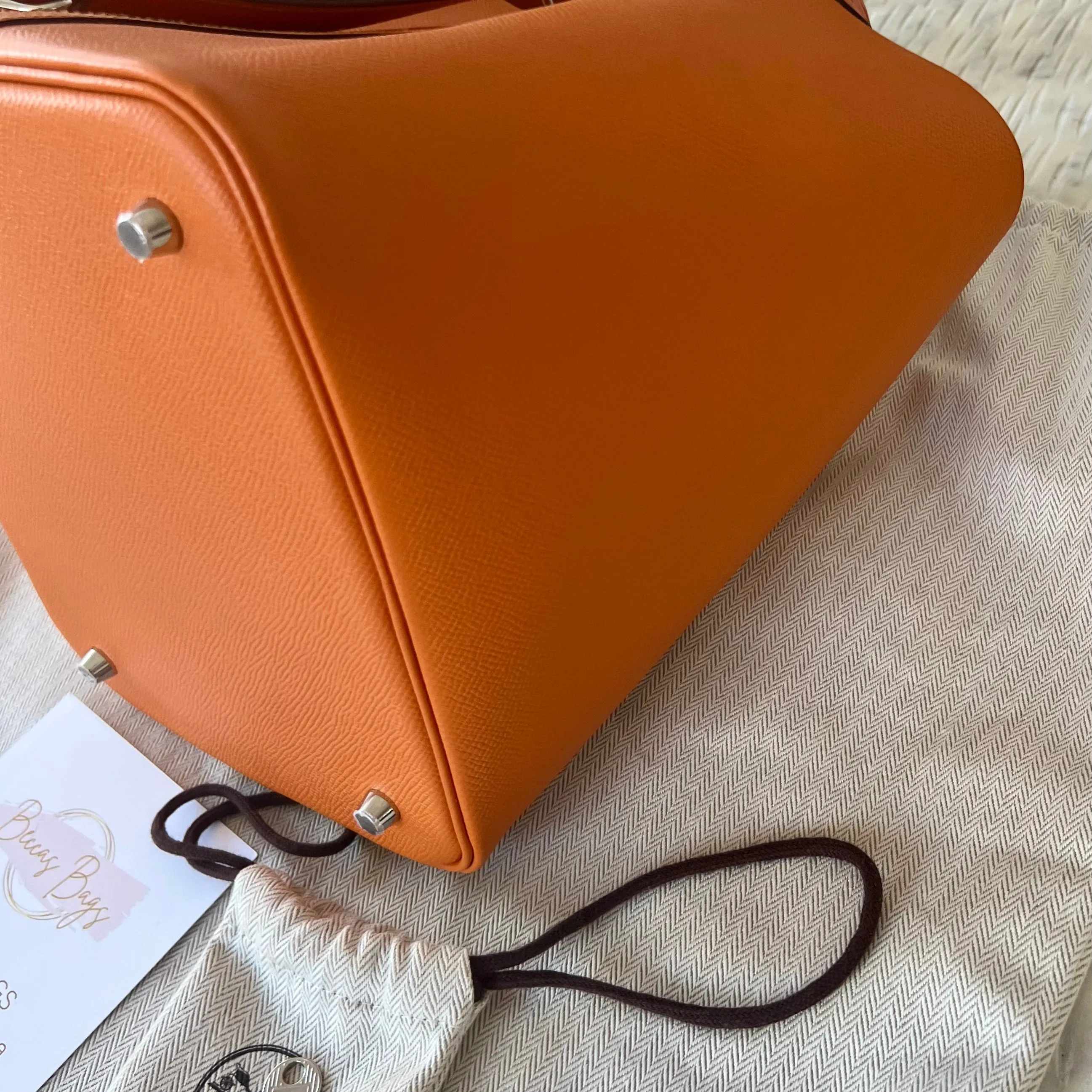 HERMES Orange Epsom Leather Tressage De Cuir Picotin Lock 22 Bag