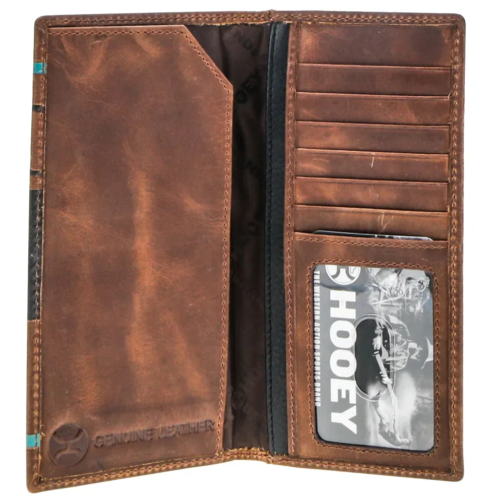 HOOEY HOOEY 2.0 BROWN W/BLACK & TURQUOISE RODEO WALLET