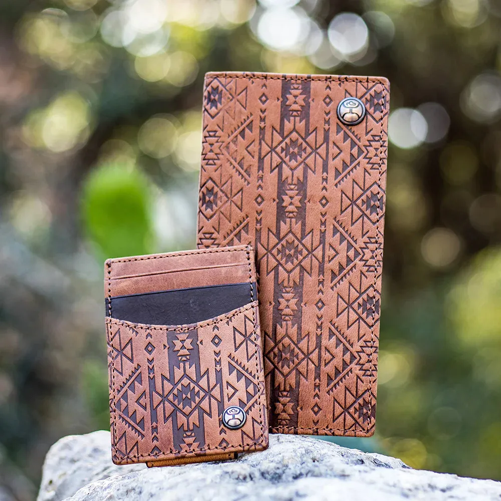 HOOEY MONTEREY RODEO WALLET BROWN W/ AZTEC EMBOSSED PRINT