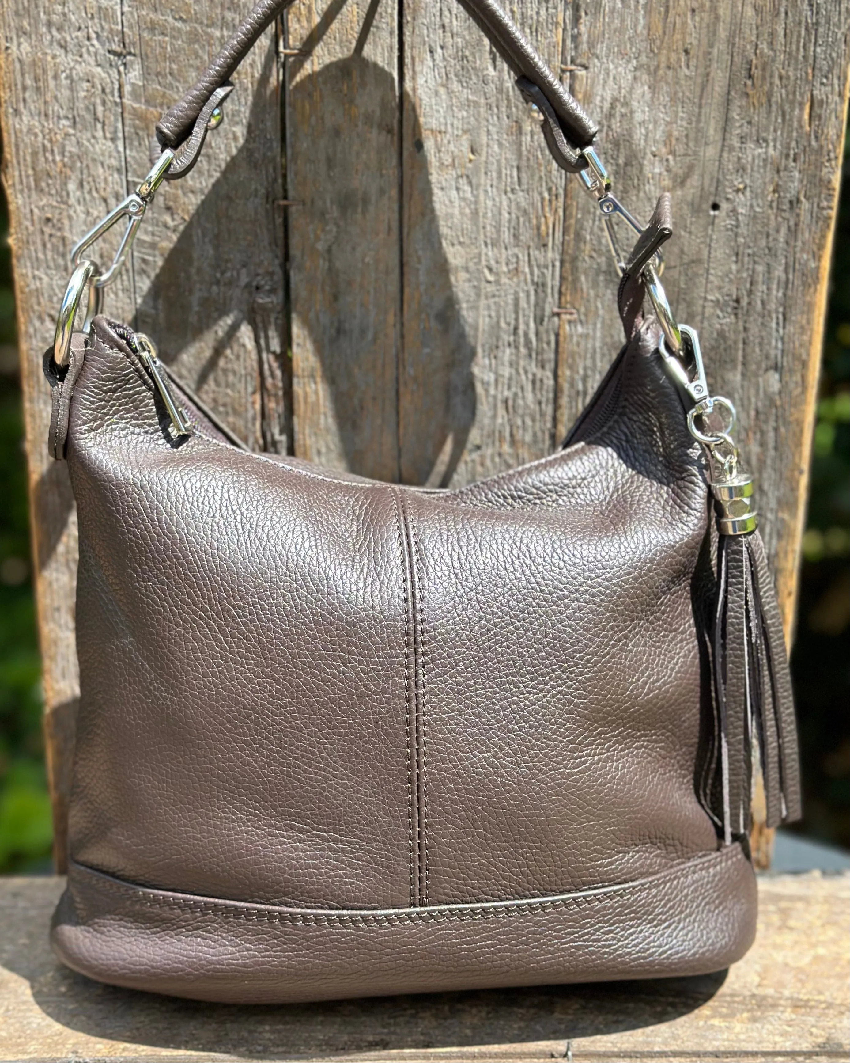 Leather Bucket Bag - Chocolate Brown