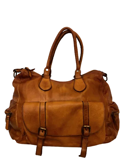 Light Brown Leather Saddle Bag