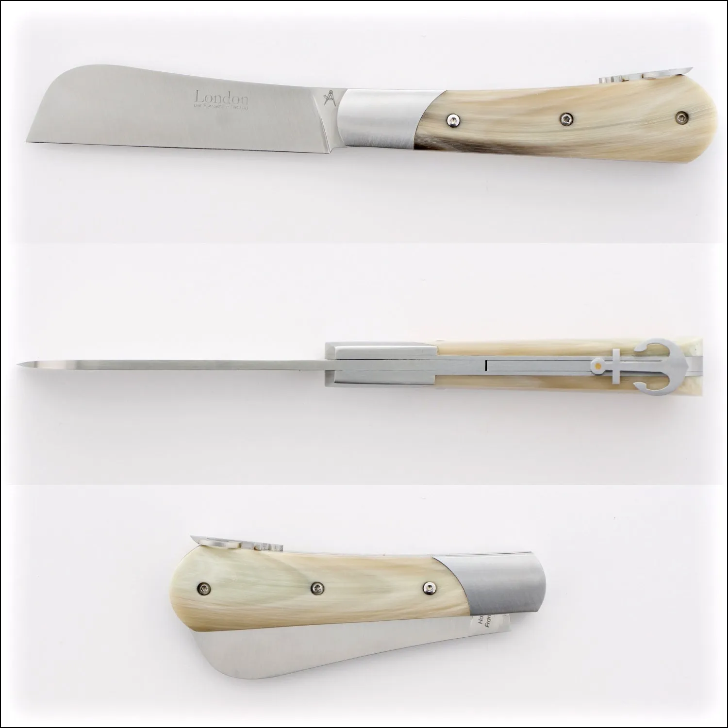 London 11 cm Horn Tip Handle Folding Knife