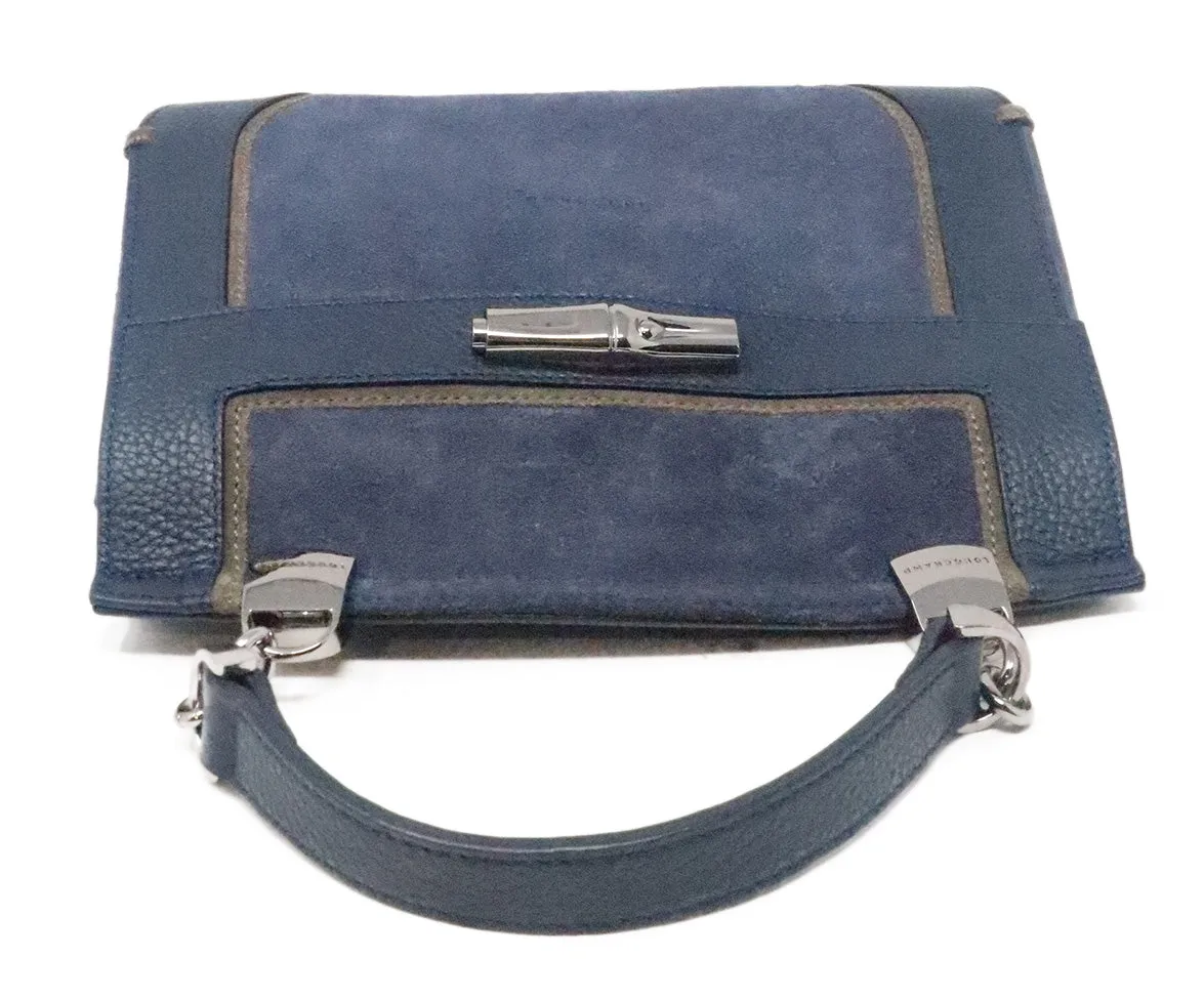 Longchamp Blue Leather Suede Bag