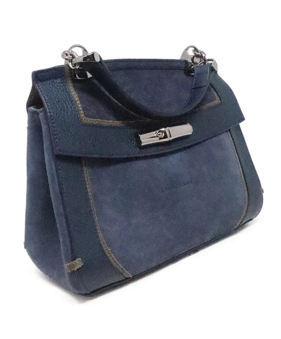 Longchamp Blue Leather Suede Bag