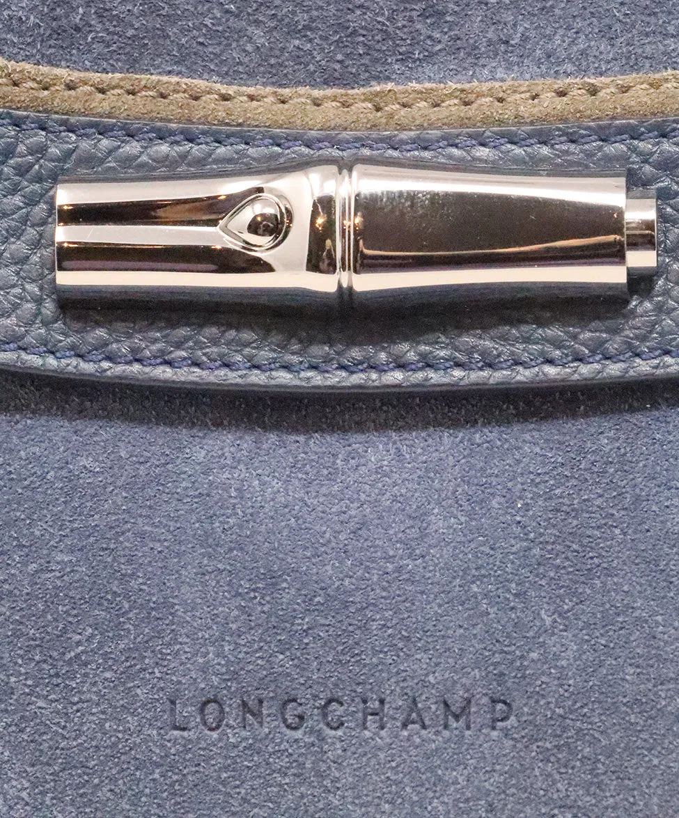 Longchamp Blue Leather Suede Bag