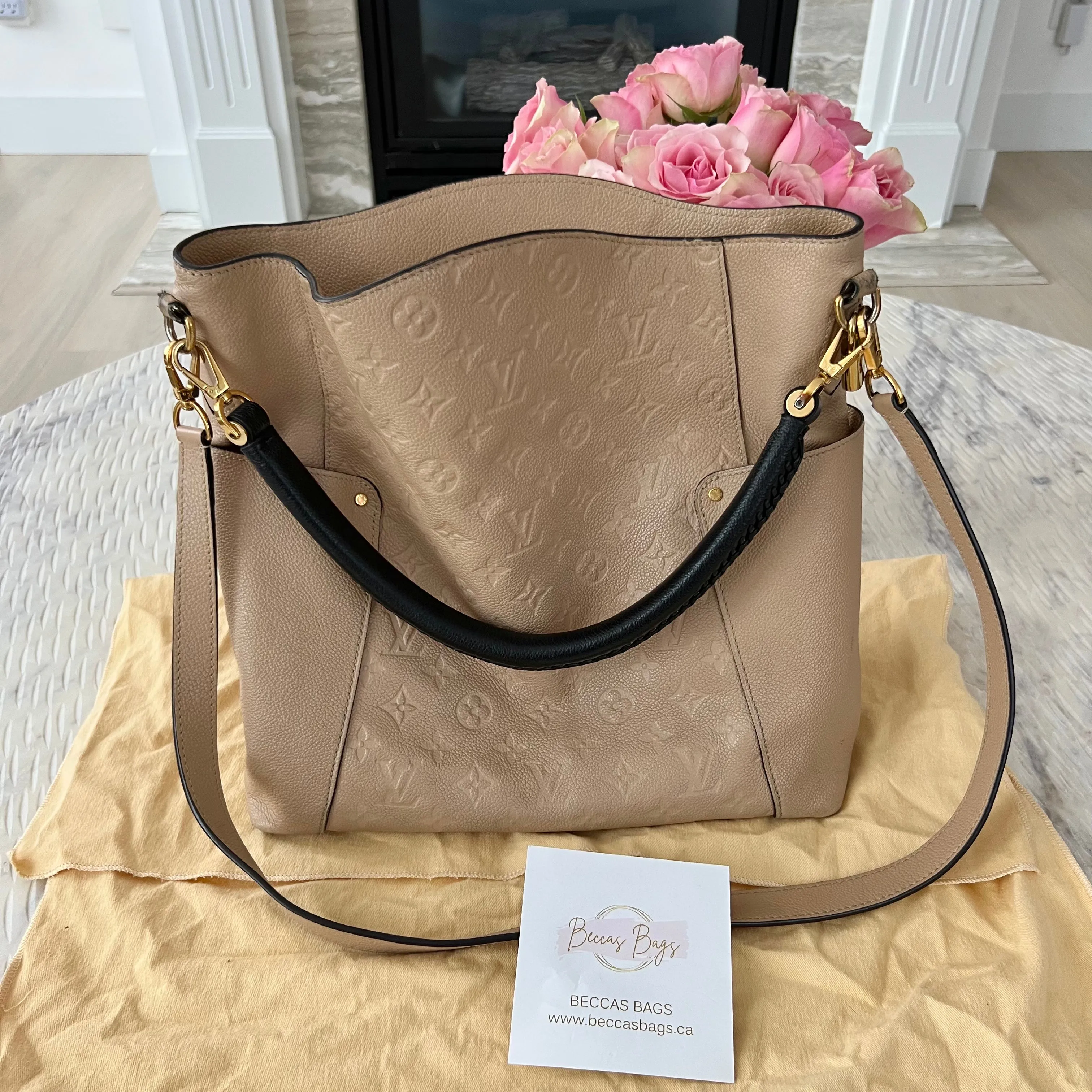 LOUIS VUITTON  BAGATELLE MONOGRAM EMPREINTE LEATHER HOBO BAG