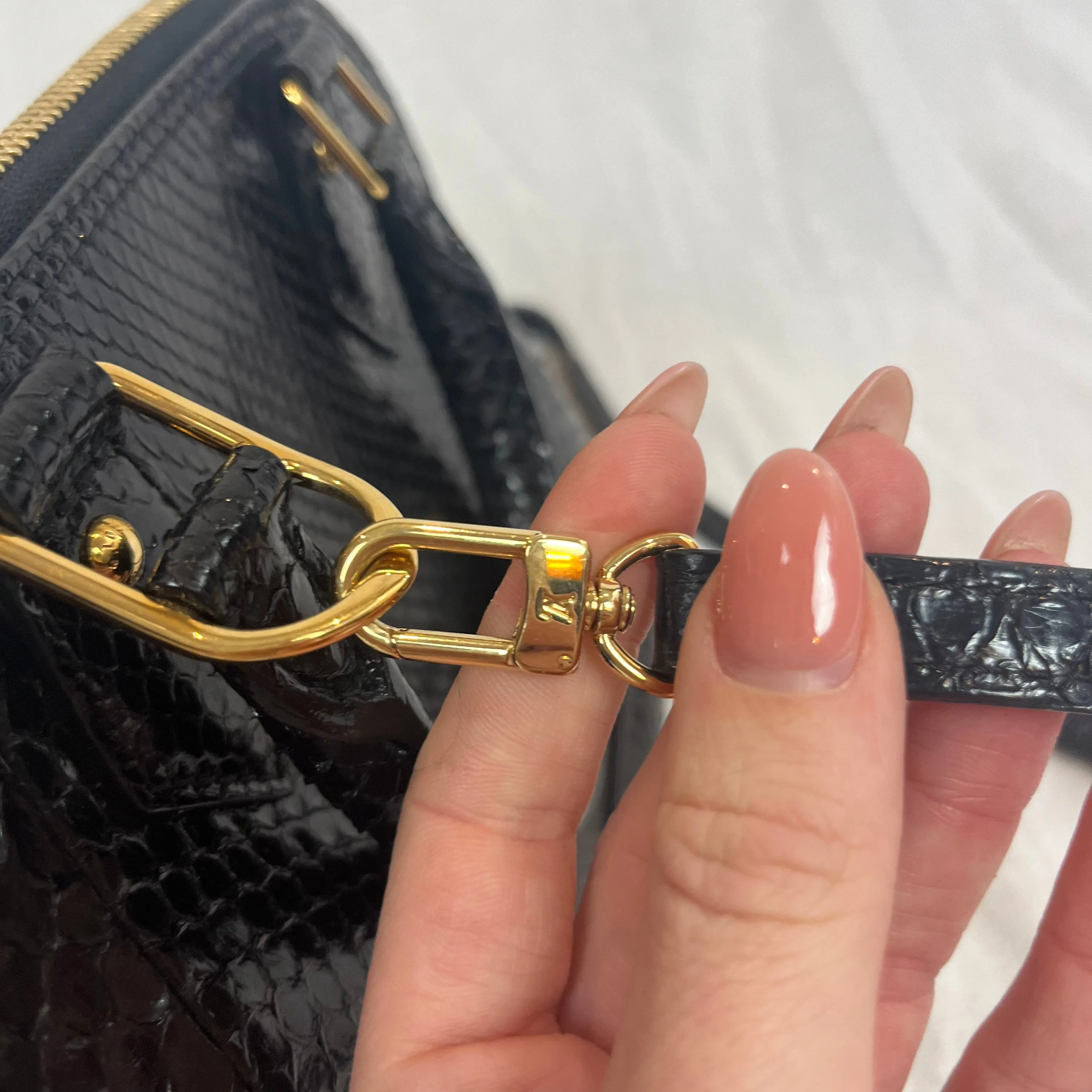 Louis Vuitton Brand New 3200 Black Python Alma BB Bag