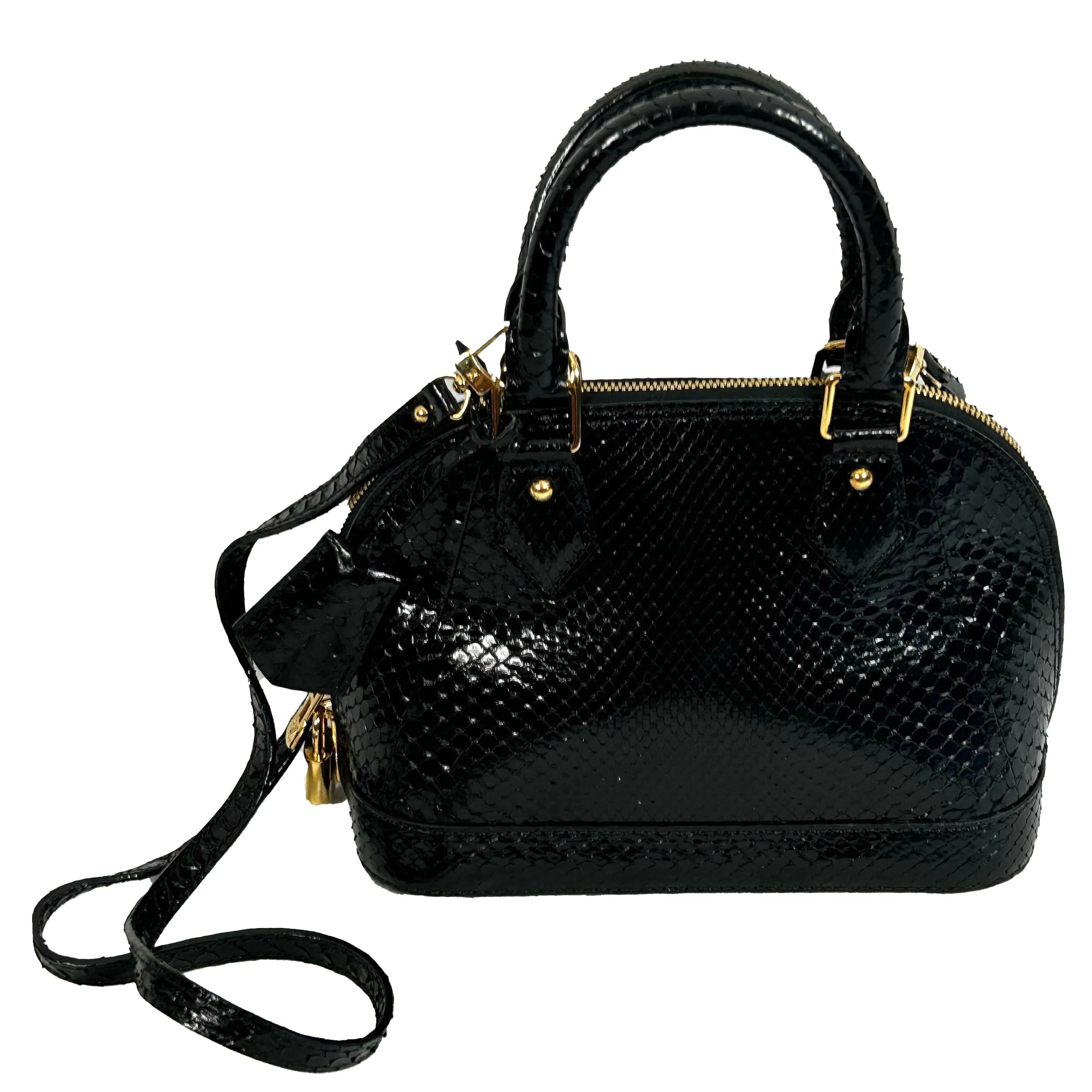 Louis Vuitton Brand New 3200 Black Python Alma BB Bag