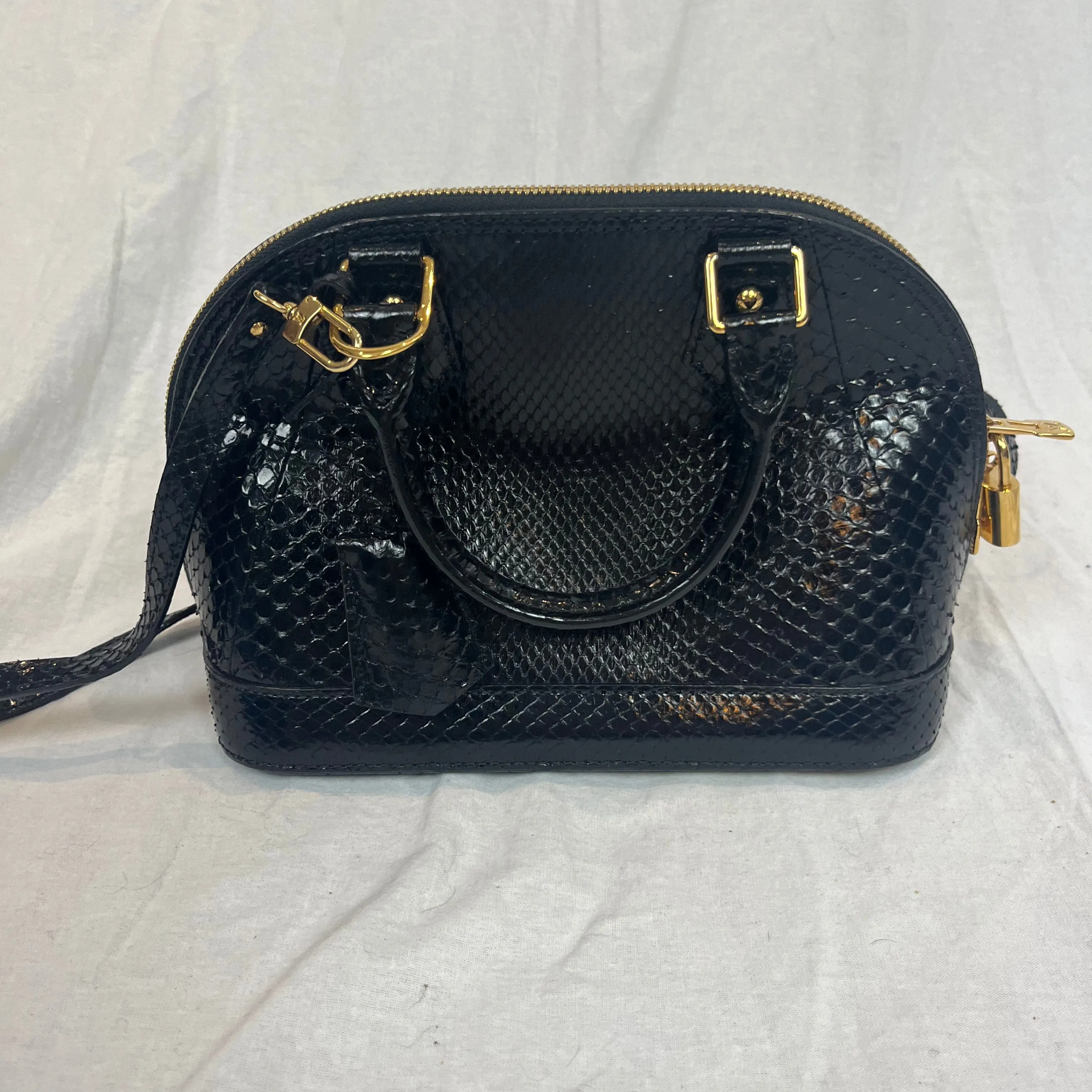 Louis Vuitton Brand New 3200 Black Python Alma BB Bag