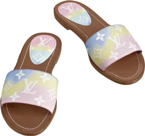 Louis Vuitton Multicoloured Pastel Monogram Escale Lock It Flat Mule Sandals UK 5.5 EU 38.5 👠