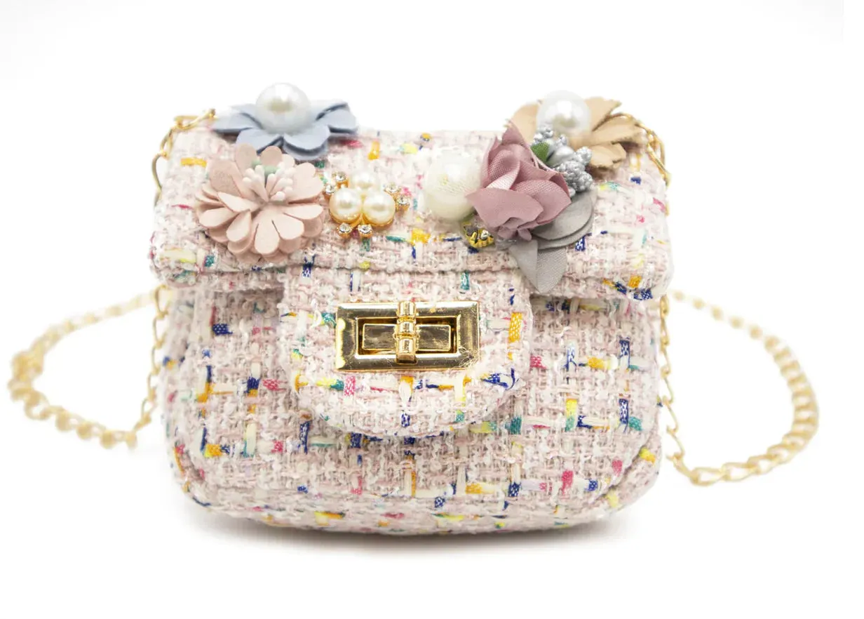 Mini Tweed Pearly Florals Crossbody