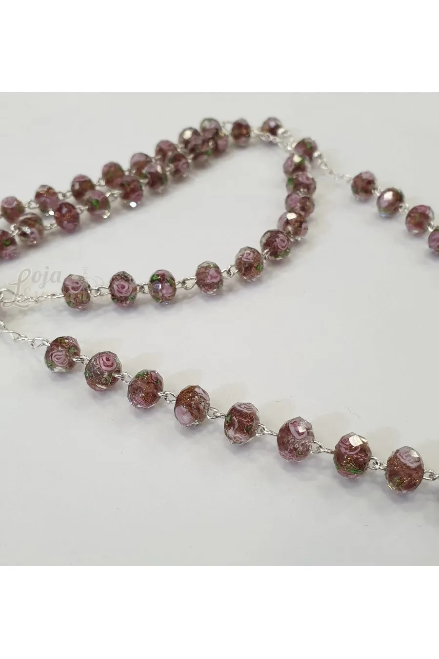 Murano Crystal Rosary - Silver