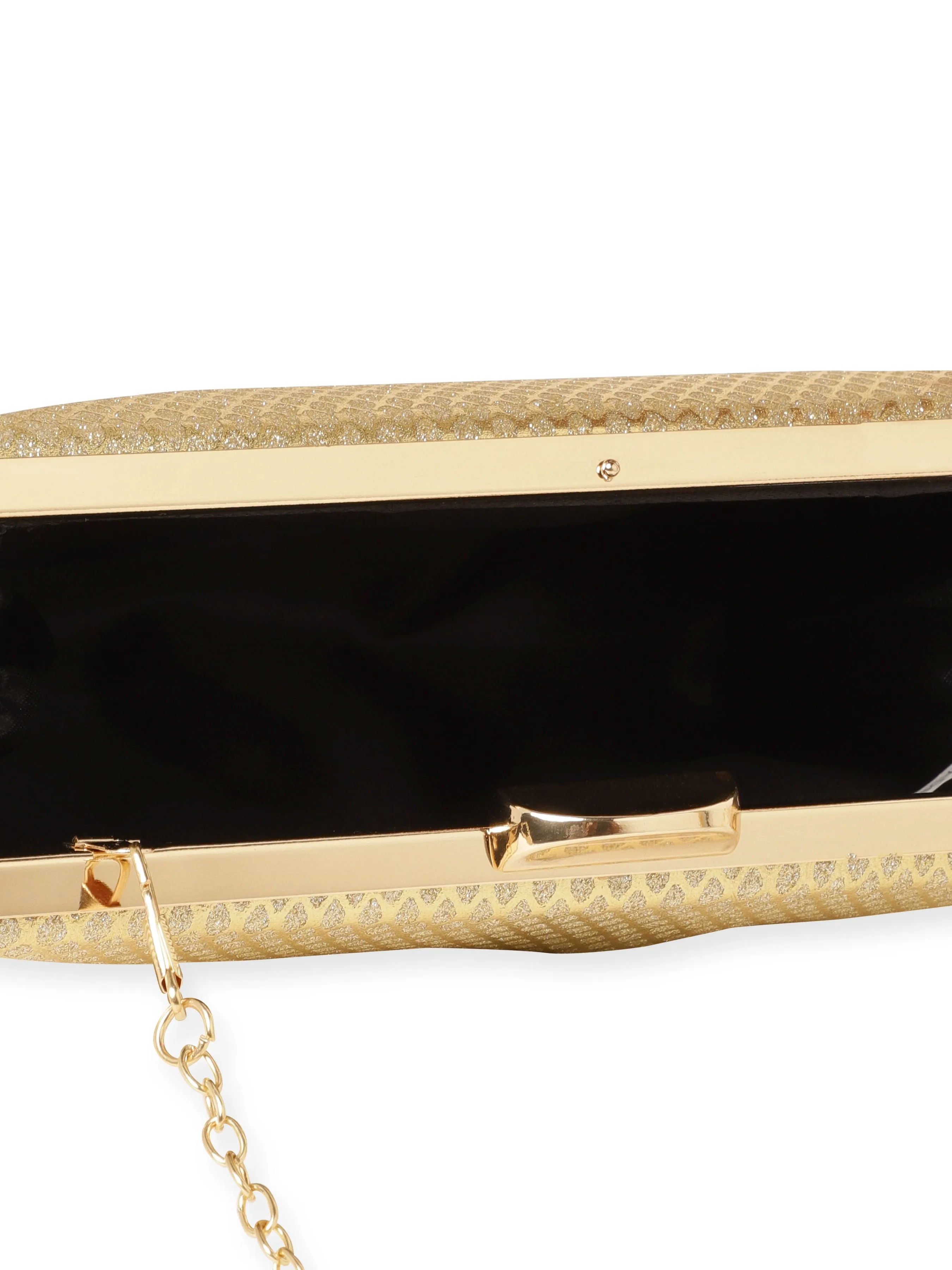 Rubans Artisan Elegance Handcrafted Gold Shimmery Clutch Bag