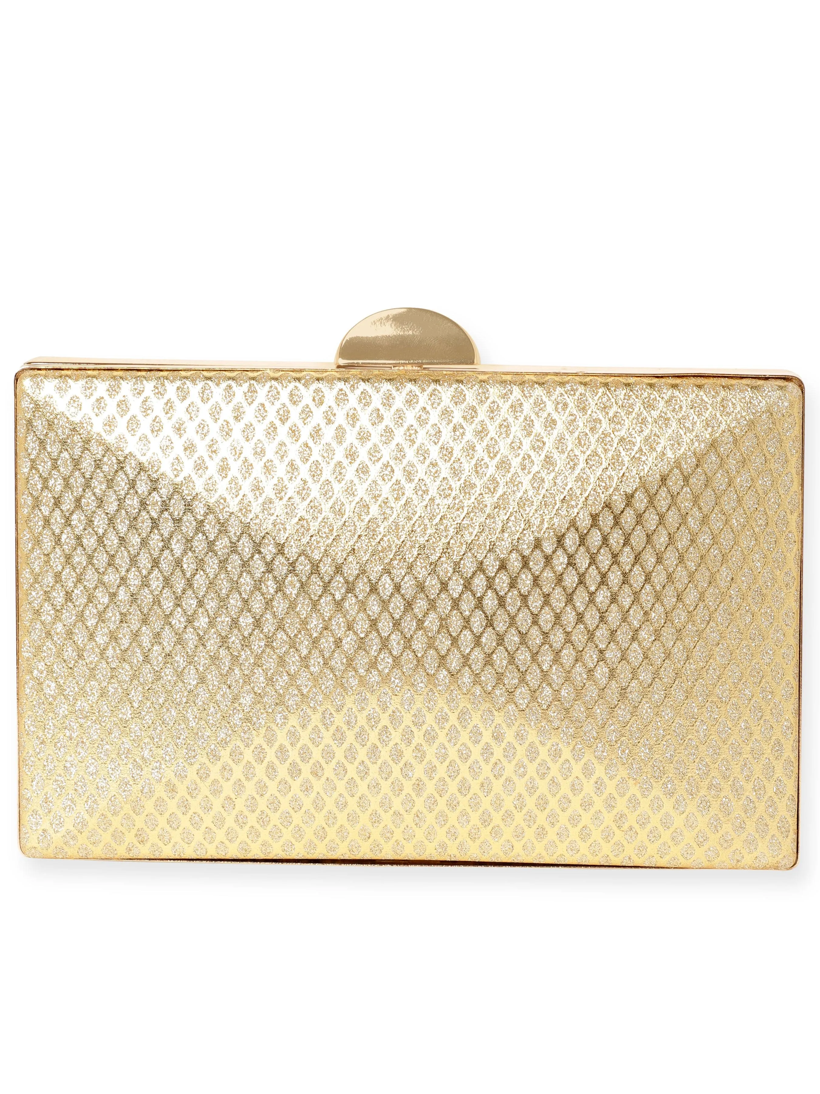 Rubans Artisan Elegance Handcrafted Gold Shimmery Clutch Bag