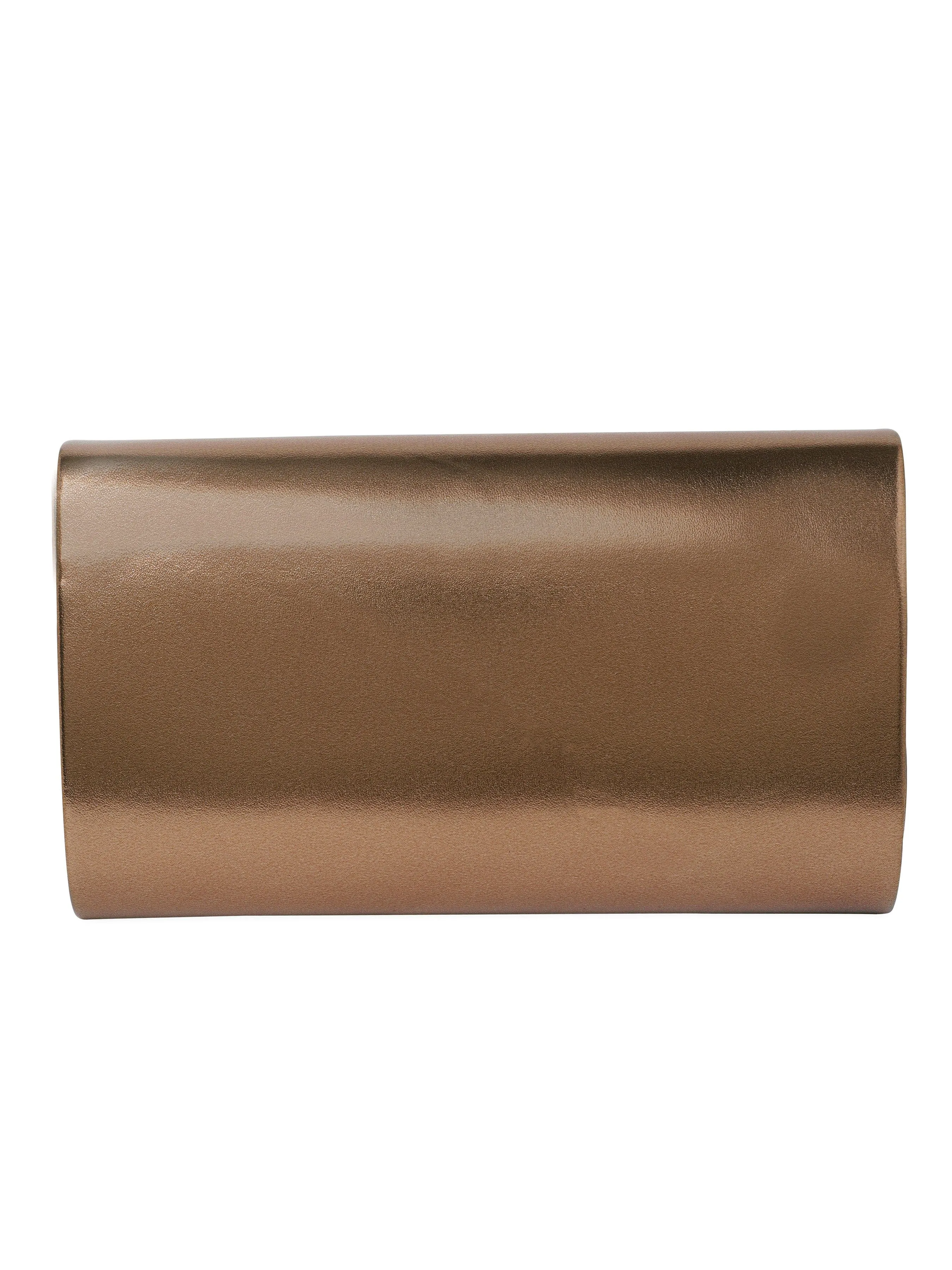 Rubans Luxurious Craftsmanship Handcrafted Golden Clutch with Glossy Finish