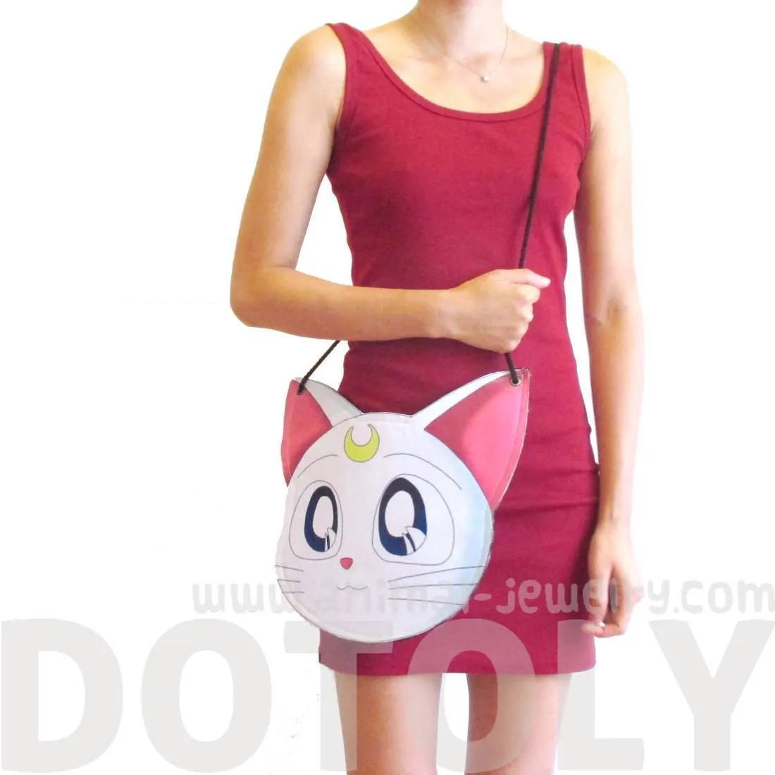 Sailor Moon Artemis Kitty Cat Face Shaped Vinyl Cross Body Bag